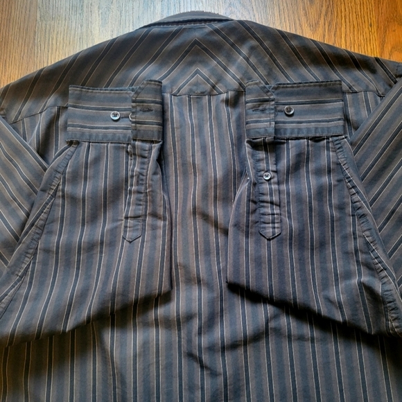 bellissimo Mens Long Sleeve Collard Stripped Dress Shirt Size XL - Picture 7 of 7